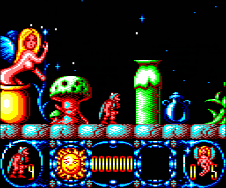 The Amstrad CPC version of Stormlord, with correct aspect ratio and subject to a lowpass filter