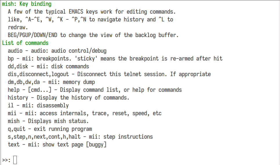 Telnet into mii_emu