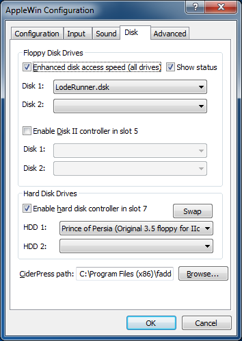 Disk settings