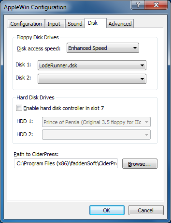 Disk settings