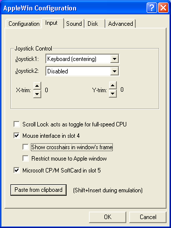 Input settings