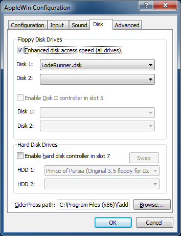 Disk settings