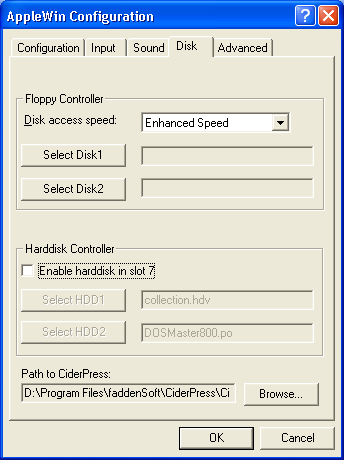 Disk settings