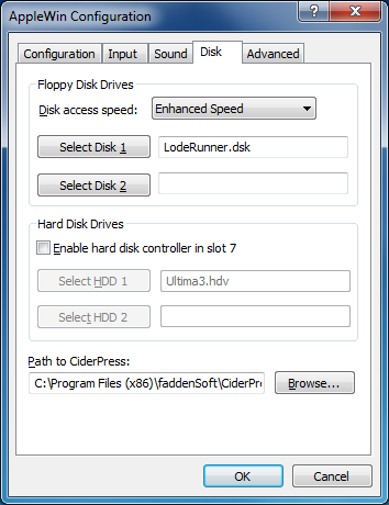 Disk settings