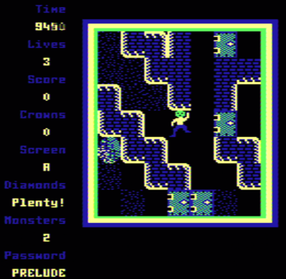 Repton 3 in game, decoded from an interlaced composite feed