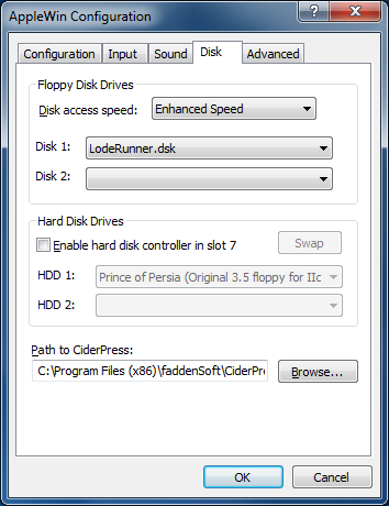 Disk settings