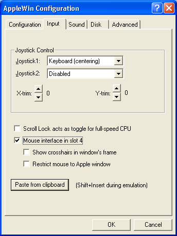 Input settings