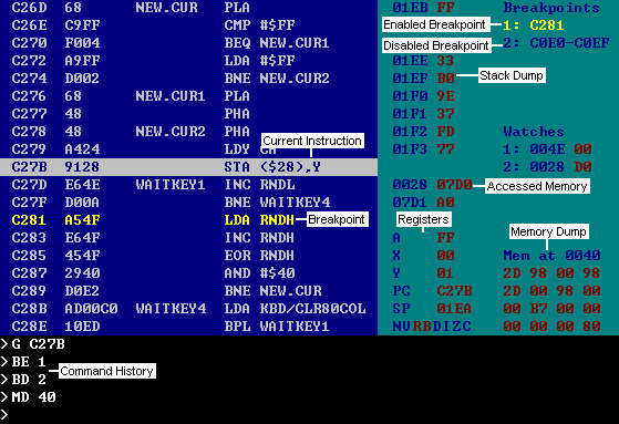 The debugger screen