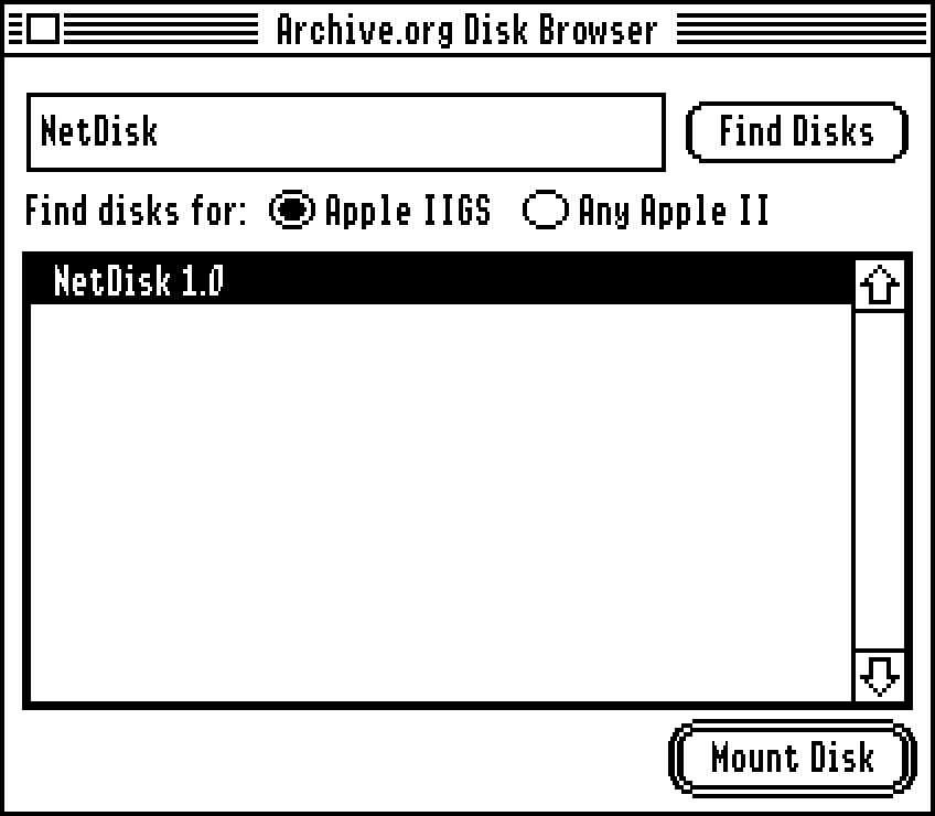 Screenshot of the Archive.org Disk Browser