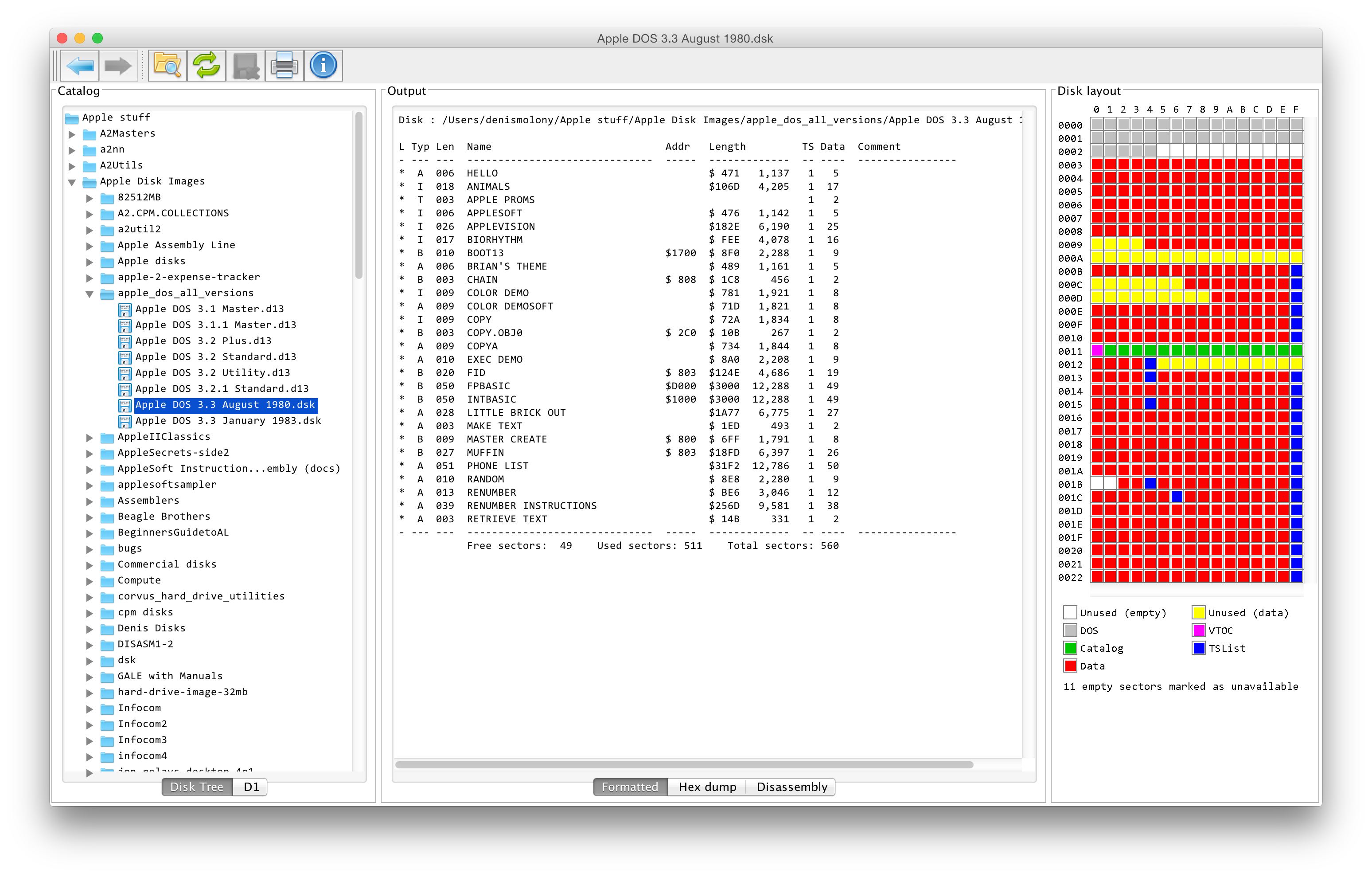 Disk listing