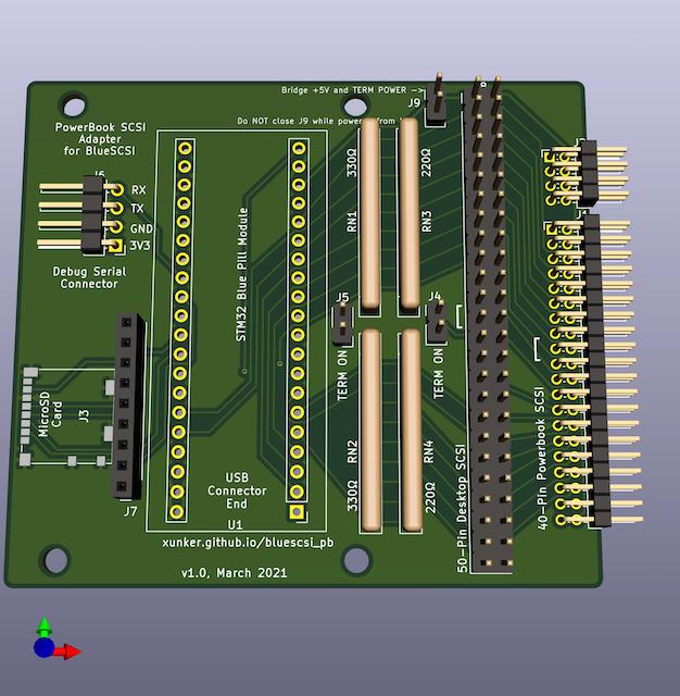 3D rendering of bluescsi_pb v1.0 board 