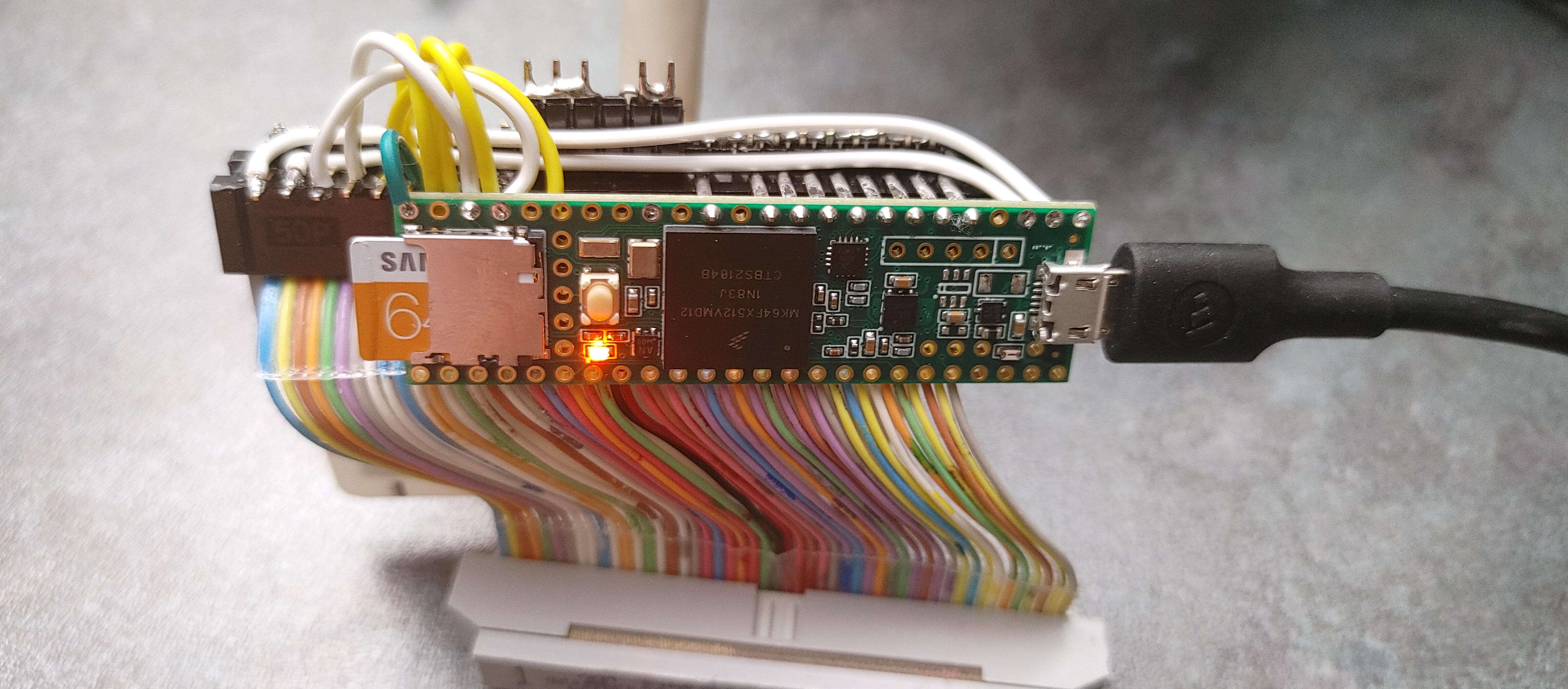 DeadBug assembly of a Teensy 3.5 directly on a 50 pin SCSI header!